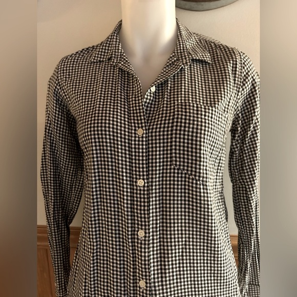 Gingham black & white sz S GAP 100% cotton long sleeve button up top, classic - Picture 1 of 10
